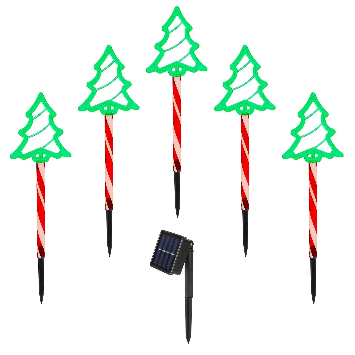 Davalier 5-pack solar Christmas stake lights with warm yellow LEDs