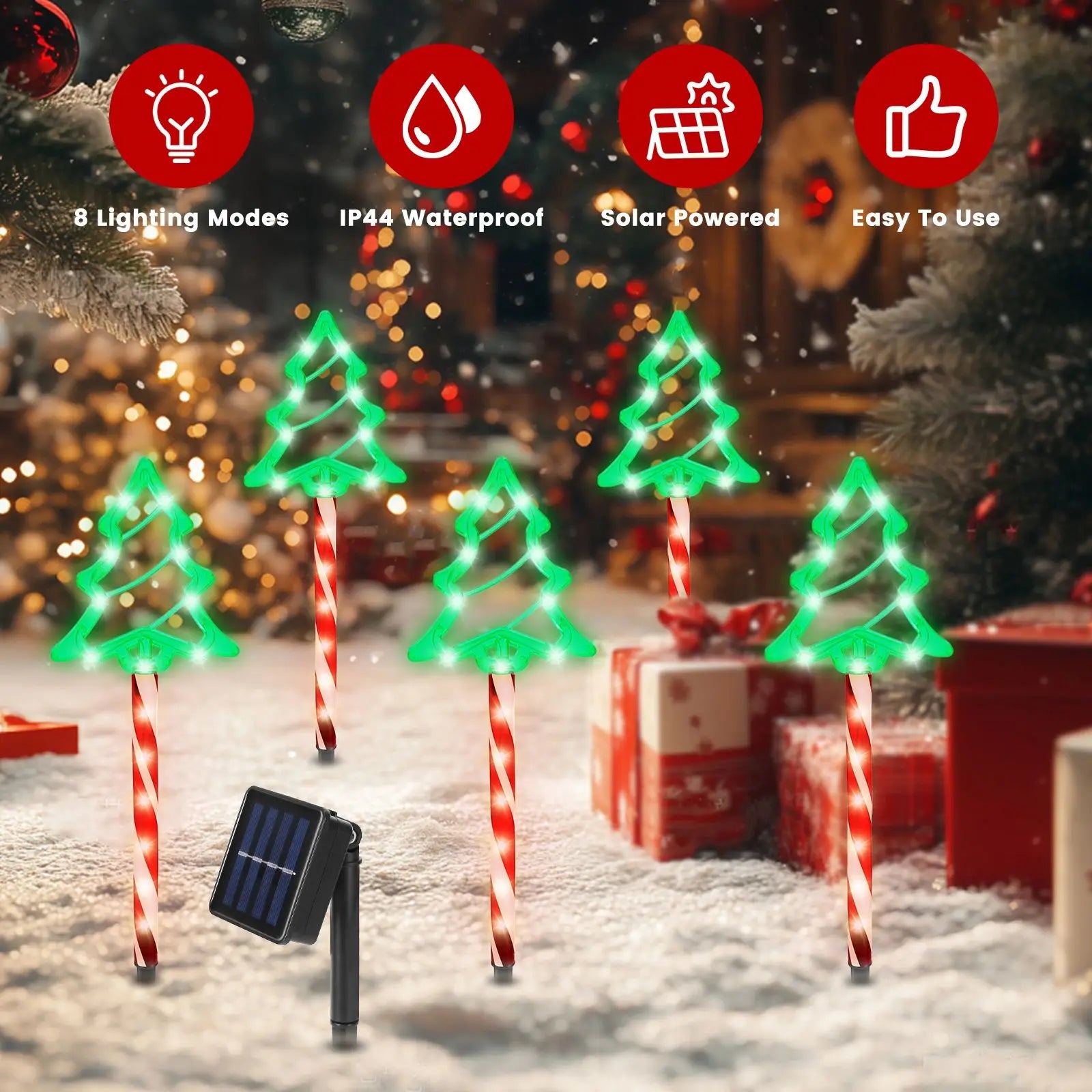 Davalier solar-powered Christmas pathway lights for outdoor decorating